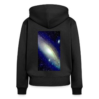 Galaxy - Frauen Premium Bio Zip Hoodie - Schwarz - Hinten - Julia (174cm)