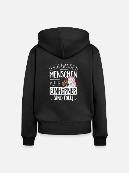 ich hasse Menschen - Frauen Premium Bio Zip Hoodie - Schwarz
