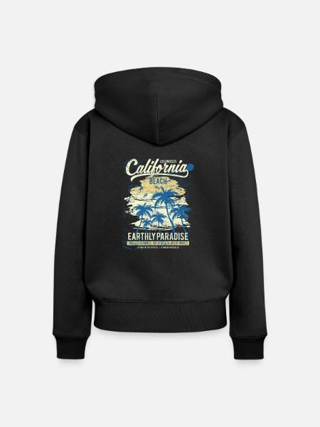 California Beach - Frauen Premium Bio Zip Hoodie - Schwarz