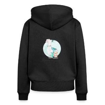 Alpaga mes sacs - Sweat à capuche zippé Premium bio Femme - noir - Dos - Julia (174cm)