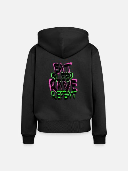 Rave Repeat - Frauen Premium Bio Zip Hoodie - Schwarz