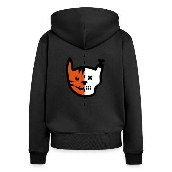 Schrödingers Chat / Cat Called Schroedinger (3c) - Sweat à capuche zippé Premium bio Femme - noir - Dos - Julia (174cm)