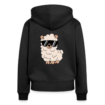 Funny llama alpaca - Women's Premium Organic Zip Hoodie - black - Back - Julia (174cm)