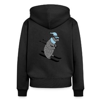 ski baer 02 - Frauen Premium Bio Zip Hoodie - Schwarz - Hinten - Julia (174cm)