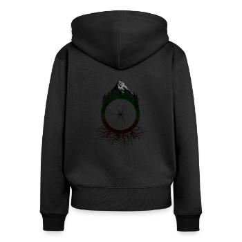 MTB - Frauen Premium Bio Zip Hoodie - Schwarz - Hinten - Julia (174cm)