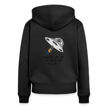 OVNI - Sweat à capuche zippé Premium bio Femme - noir - Dos - Julia (174cm)