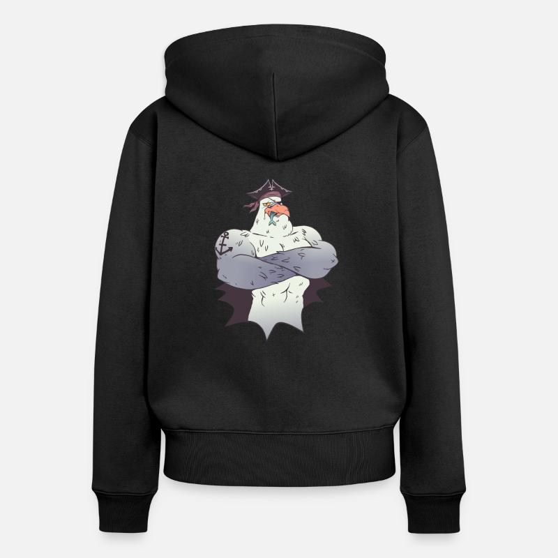 Pirat Möwe - Frauen Premium Bio Zip Hoodie - Schwarz