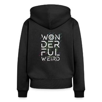 wonderful weird - merveilleux étrange - Sweat à capuche zippé Premium bio Femme - noir - Dos - Julia (174cm)