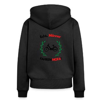 Echte Männer fahren Mofa 80er oldtimer Mofa Spruch - Frauen Premium Bio Zip Hoodie - Schwarz - Hinten - Julia (174cm)