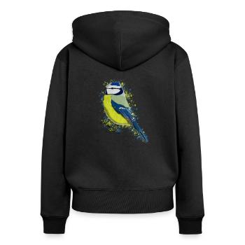 Blaumeise Vogel Vogelfreund Vogelbeobachter - Frauen Premium Bio Zip Hoodie - Schwarz - Hinten - Julia (174cm)
