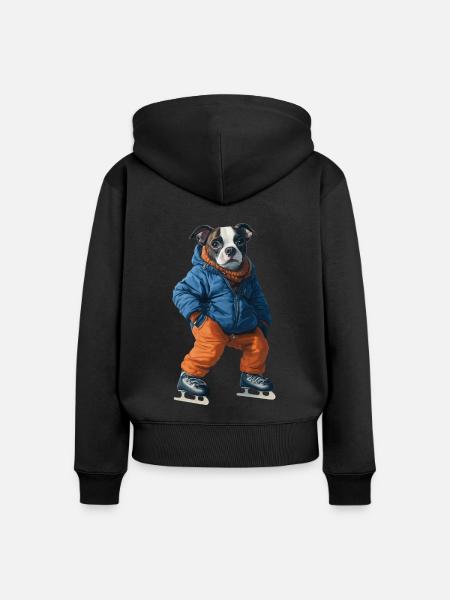 Hund - Frauen Premium Bio Zip Hoodie - Schwarz