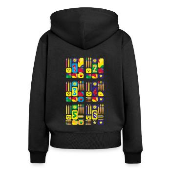 Lustige Zahlen zur Grundschulzeit. - Frauen Premium Bio Zip Hoodie - Schwarz - Hinten - Julia (174cm)