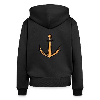 Anchor drawing. Navy. Maritime/Ship icons. - Women's Premium Organic Zip Hoodie - black - Back - Julia (174cm)