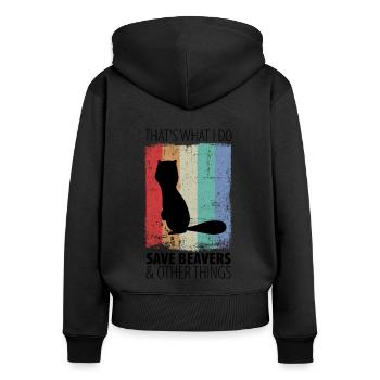 Castor - Sweat à capuche zippé Premium bio Femme - noir - Dos - Julia (174cm)