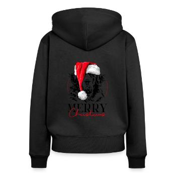 Père Noël Joyeux Noël Chiens Chiens Wilsigns - Sweat à capuche zippé Premium bio Femme - noir - Dos - Julia (174cm)