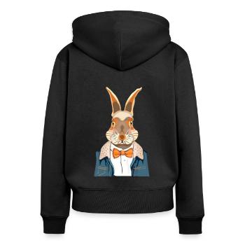 lapin - Sweat à capuche zippé Premium bio Femme - noir - Dos - Julia (174cm)