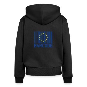 B4RCODE. European Union - Women's Premium Organic Zip Hoodie - black - Back - Julia (174cm)