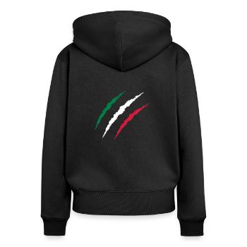 Scars Italia - Sweat à capuche zippé Premium bio Femme - noir - Dos - Julia (174cm)