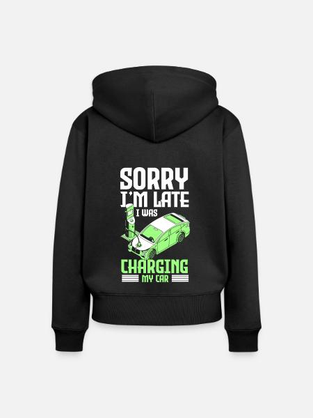 E-Auto Tesla Strom Klimaschutz - Frauen Premium Bio Zip Hoodie - Schwarz