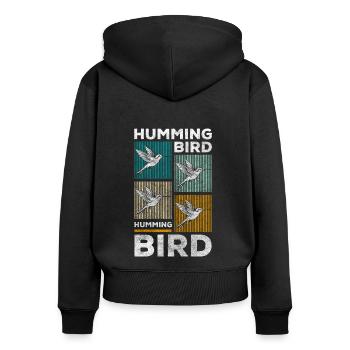 Kolibris Tierschützer Liebe - Frauen Premium Bio Zip Hoodie - Schwarz - Hinten - Julia (174cm)