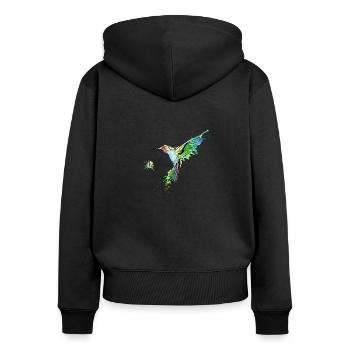 Je pense que je KOLIBRIERE égale - Sweat à capuche zippé Premium bio Femme - noir - Dos - Julia (174cm)