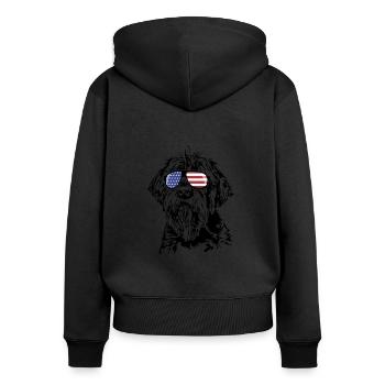 KORTHALS GRIFFON Amérique Flag Dogs Wilsigns - Sweat à capuche zippé Premium bio Femme - noir - Dos - Julia (174cm)