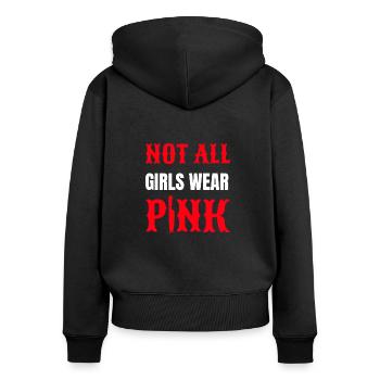 Not All Girls Wear Pink - Frauen Premium Bio Zip Hoodie - Schwarz - Hinten - Julia (174cm)