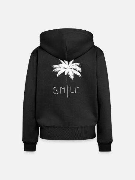 Lächeln Weiße Handfläche - Frauen Premium Bio Zip Hoodie - Schwarz