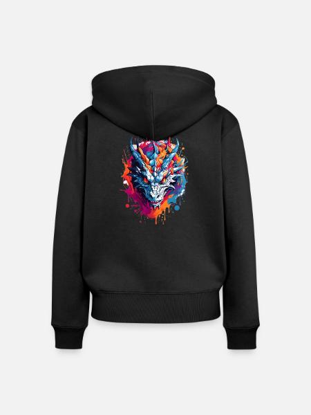 Coole Drache - Frauen Premium Bio Zip Hoodie - Schwarz
