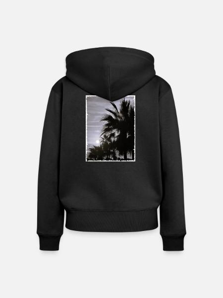 Palme mit Rand SW - Frauen Premium Bio Zip Hoodie - Schwarz