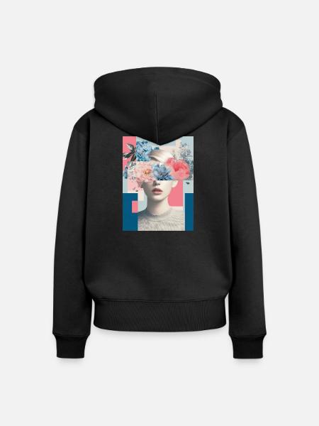 Abstrakte florale Weiblichkeit - Frauen Premium Bio Zip Hoodie - Schwarz