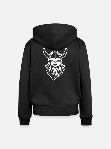 Wikinger Kopf Krieger Valhalla Odin - Frauen Premium Bio Zip Hoodie - Schwarz