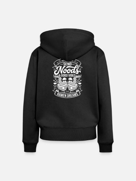 Send Noods & Ramen Dreams - Frauen Premium Bio Zip Hoodie - Schwarz