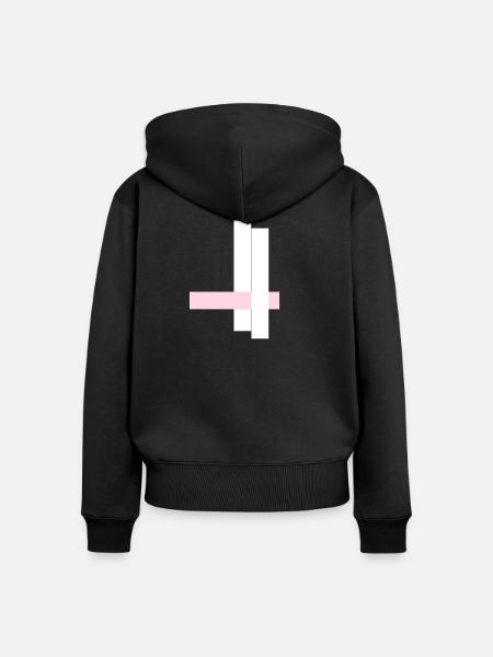 Weiße Türme mit Rosa Band - Frauen Premium Bio Zip Hoodie - Schwarz