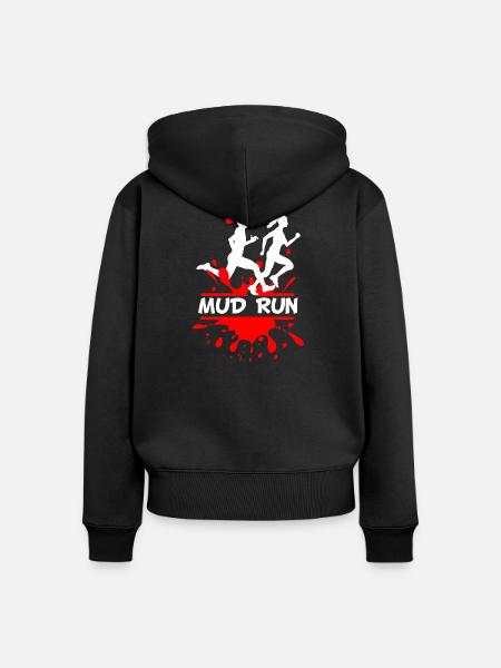 Mud Run Duo – Splash Runner Design - Frauen Premium Bio Zip Hoodie - Schwarz
