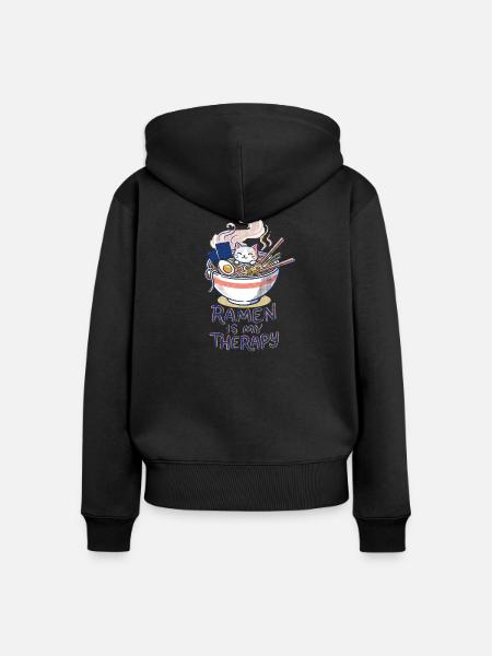 Ramen Therapy - Frauen Premium Bio Zip Hoodie - Schwarz