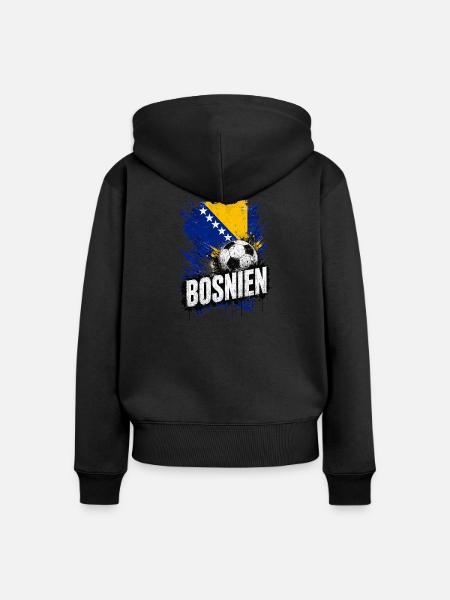 Bosnien Fußball Flagge - Frauen Premium Bio Zip Hoodie - Schwarz