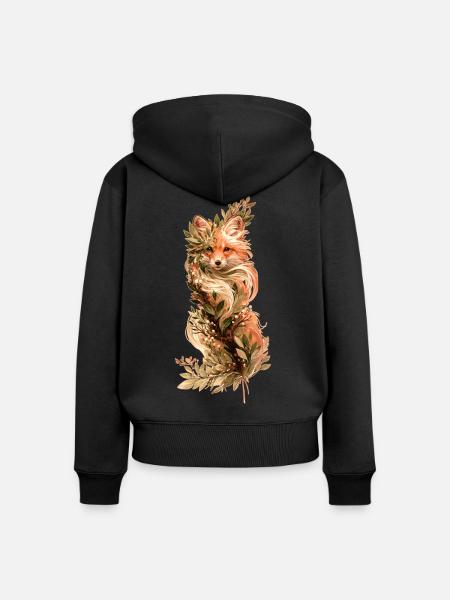 Fuchs - Frauen Premium Bio Zip Hoodie - Schwarz