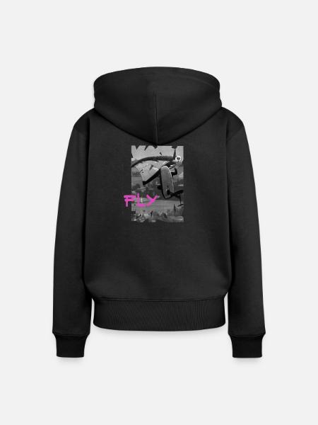 Wingfoiler Freestyle - Frauen Premium Bio Zip Hoodie - Schwarz