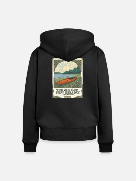 Finding Flow Daily: Kajak-Poster - Frauen Premium Bio Zip Hoodie - Schwarz
