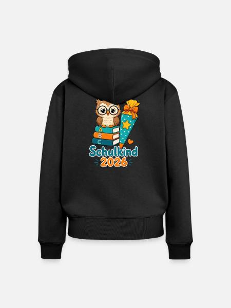 Schulkind 2026 Eule Einschulung - Frauen Premium Bio Zip Hoodie - Schwarz