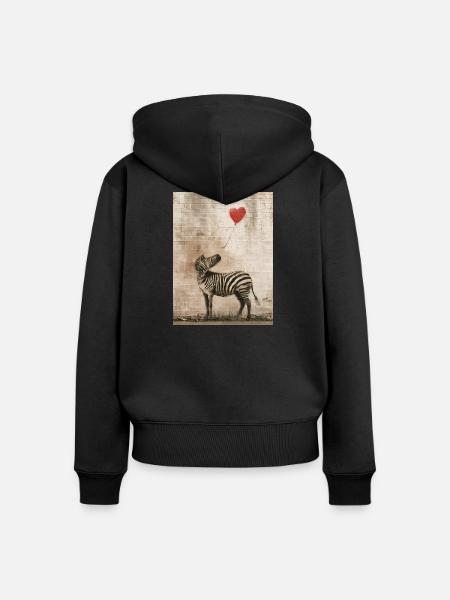 Banksy Zebra - Frauen Premium Bio Zip Hoodie - Schwarz