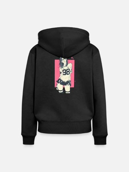 98 Girl - Frauen Premium Bio Zip Hoodie - Schwarz