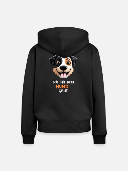 Hundengesicht Cartoon mit Spruch - Frauen Premium Bio Zip Hoodie - Schwarz