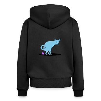 Kackender Hund Kackhaufen - Frauen Premium Bio Zip Hoodie - Schwarz - Hinten - Julia (174cm)