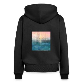 The light Bridge - Sweat à capuche zippé Premium bio Femme - noir - Dos - Julia (174cm)