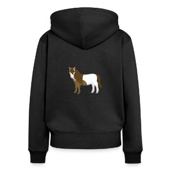 Shetlandpony 2 - Frauen Premium Bio Zip Hoodie - Schwarz - Hinten - Julia (174cm)
