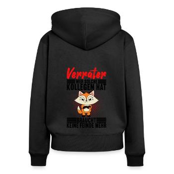 Abschiedsgeschenk Jobwechsel Kollege - Frauen Premium Bio Zip Hoodie - Schwarz - Hinten - Julia (174cm)