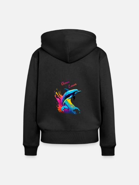 Liebhaber des Ozeans. Delfin - Frauen Premium Bio Zip Hoodie - Schwarz
