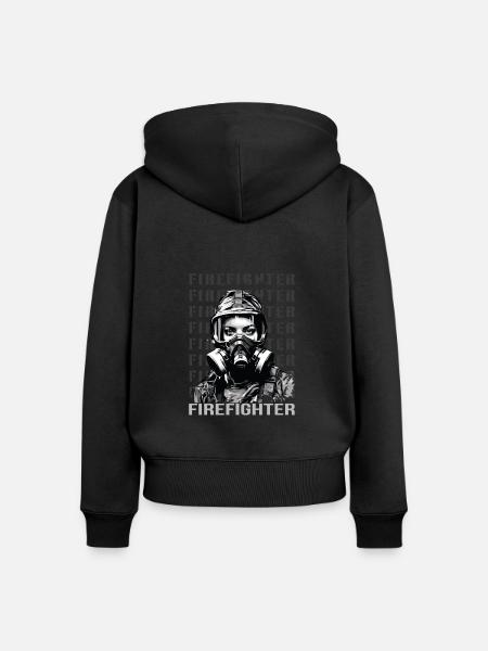 Firefighter - Frauen Premium Bio Zip Hoodie - Schwarz